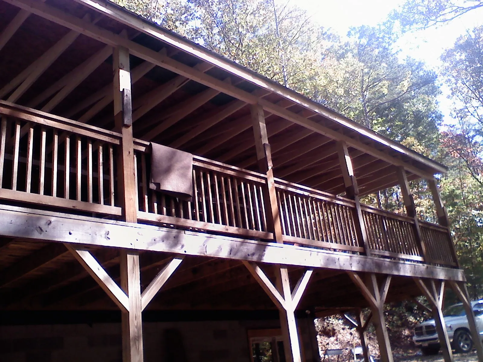 Timber framing under a new elevated porch and deck — Roof Leak Repair in Allensville by Roofing Brothers